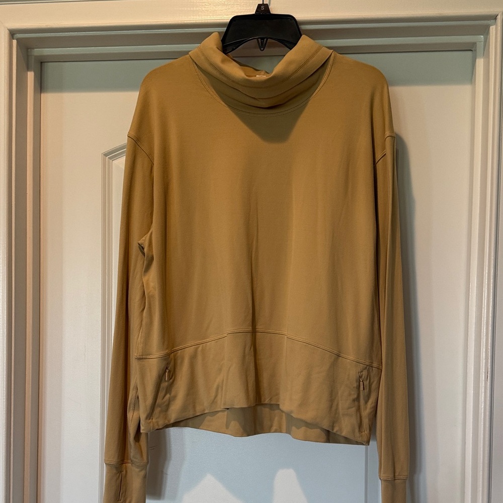 Lululemon Tan Cowl Neck Long Sleeve Top